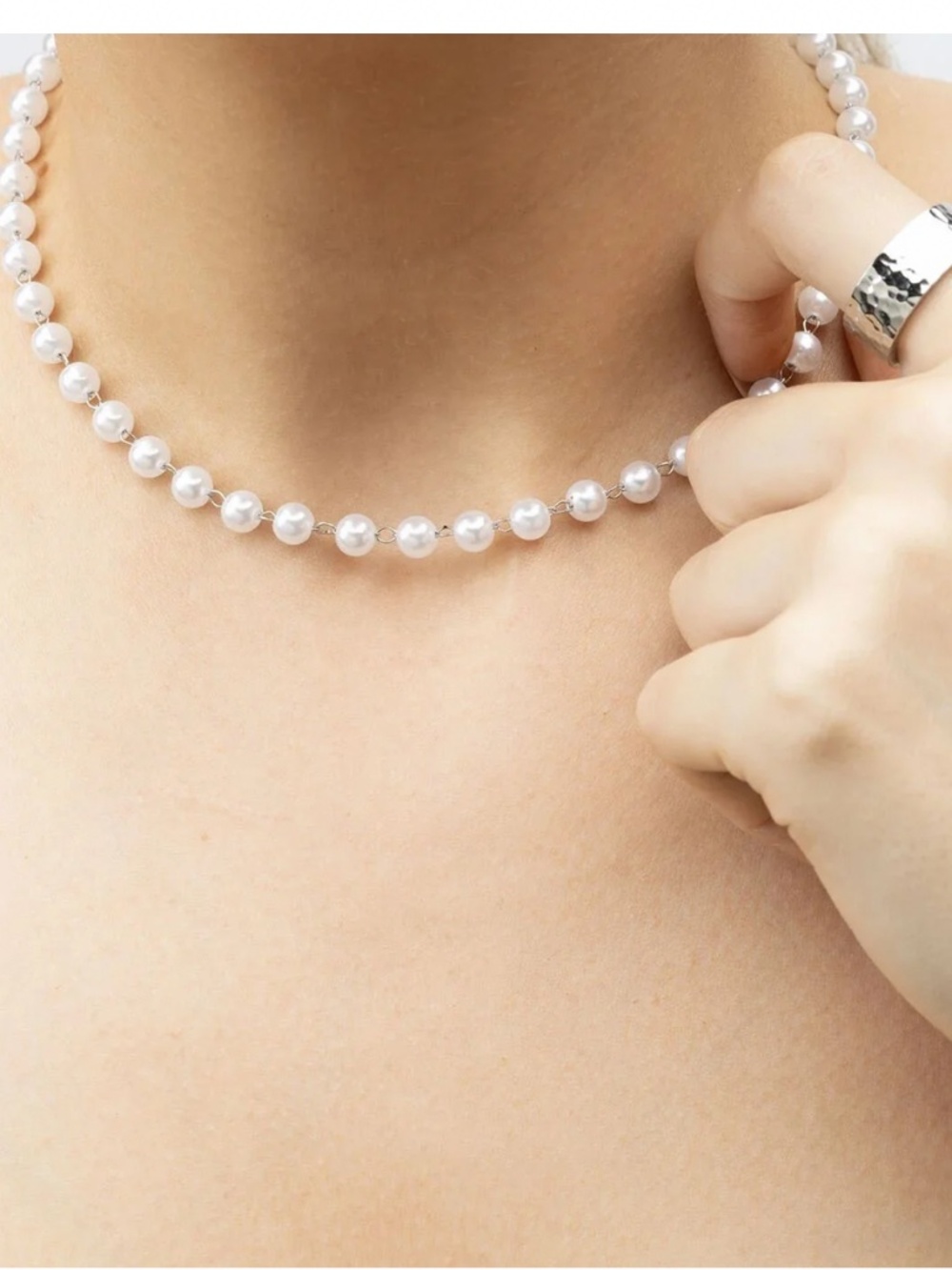 18K Gold PVD Glass Pearl Beaded Necklace - GOLD or SILVER